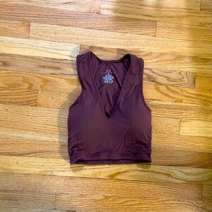 Brown V-neck crop